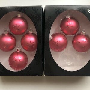 7 Glass Matt Dark Pink Christmas Ornaments